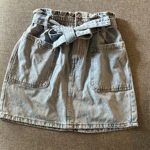 High waisted denim mini skirt